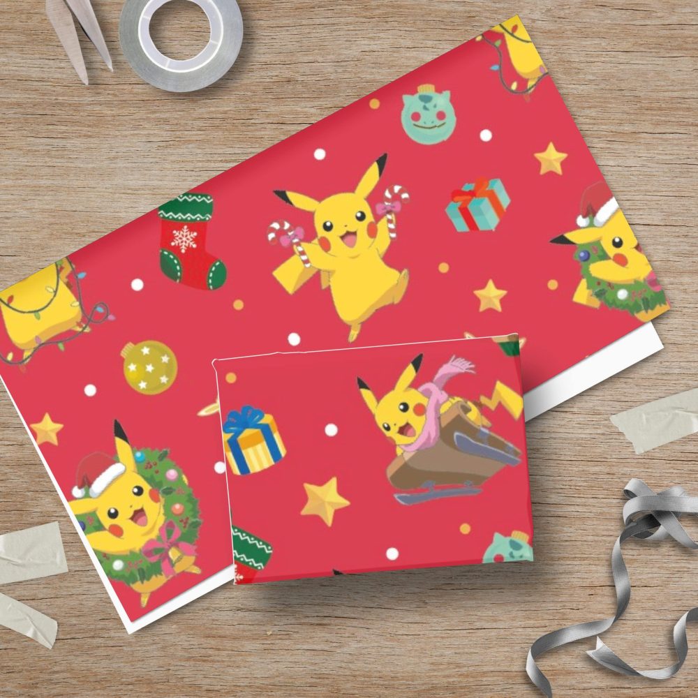 Danilo Promotions Pokemon Wrapping Paper, 4 Sheet 4 Tag Pokemon Wrap, Christmas Pokemon Wrap Sheets, Multi - Image 3