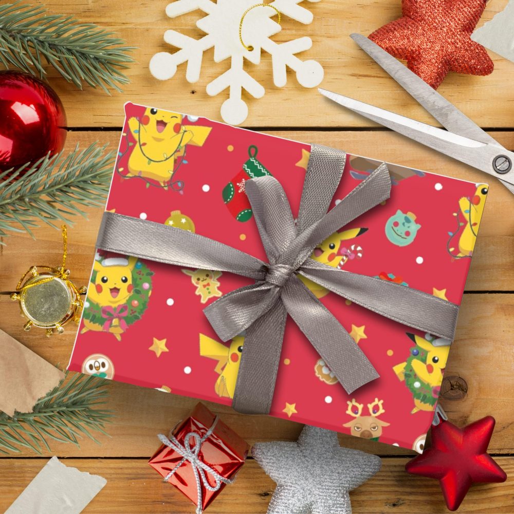 Danilo Promotions Pokemon Wrapping Paper, 4 Sheet 4 Tag Pokemon Wrap, Christmas Pokemon Wrap Sheets, Multi - Image 5