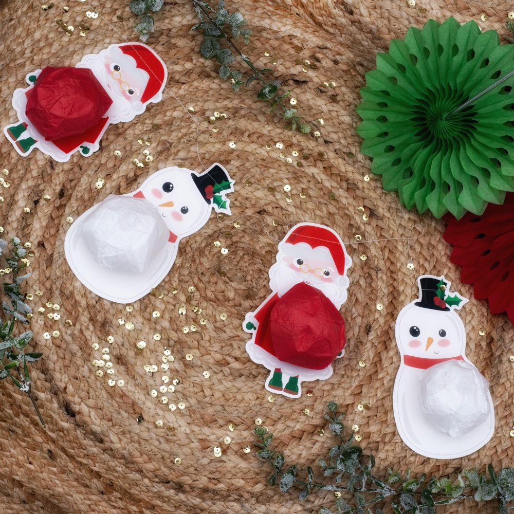 PUKKA party Christmas Paper Balloon Garland – Printed Santa and Snowman Stitched Banner with Red and White Balloons and Sticker Sheet for Festive Home and Office Celebrations for Kids & Adults - Image 5