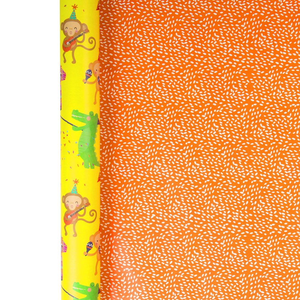 Multi-Occasion Reversible Kids' Wrapping Paper from Hallmark - 'Party Animals' - 2m Roll (Birthday, Congratulations, Well Done) - Image 3