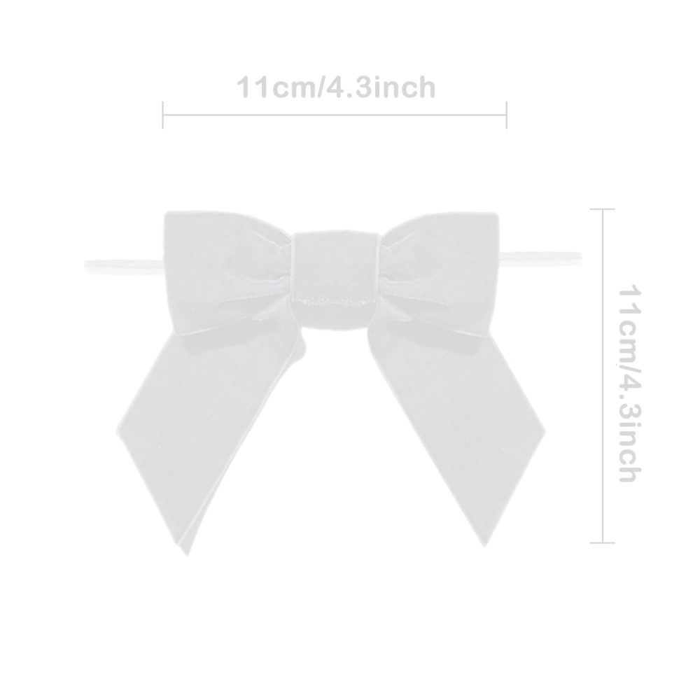 16Pcs Christmas Velvet Bows, 4.3" Vintage Velvet Ribbon Bows for Christmas Tree Garland Wreath Gift Wrapping DIY Crafts Wedding Decor (White) - Image 2