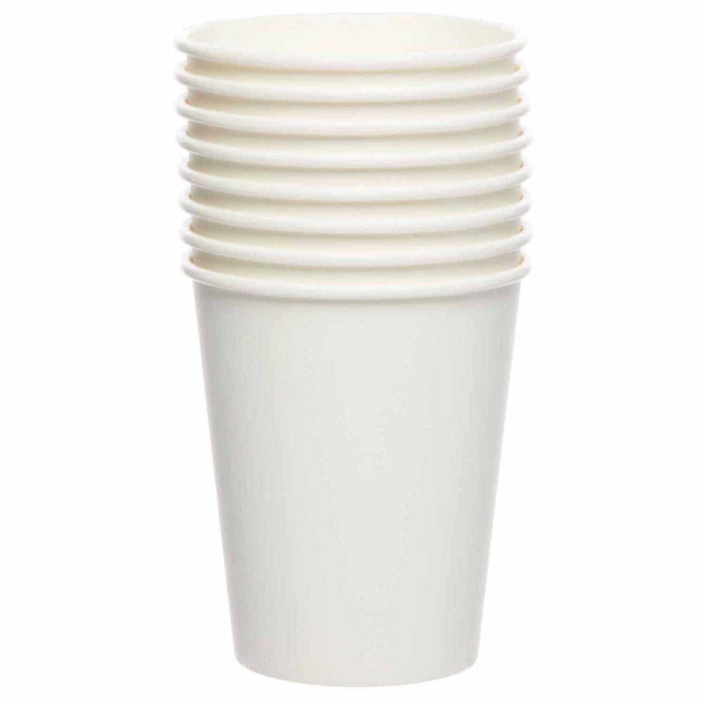 Amscan 9915403-217-66 - White Eco-Friendly Recyclable Paper Party Cups - 8 Pack - Image 3