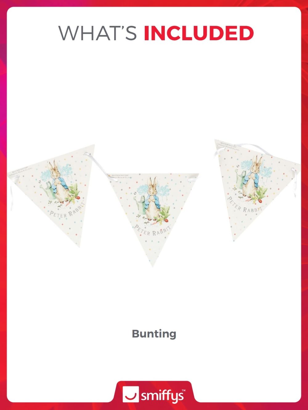 Smiffys Peter Rabbit Classic Tableware Party Bunting (3m), Classic WaterColour Design with 20 Flags, Official License Partyware for Themed Birthday Events & Celebrations, Perfect for Decorating - Image 7
