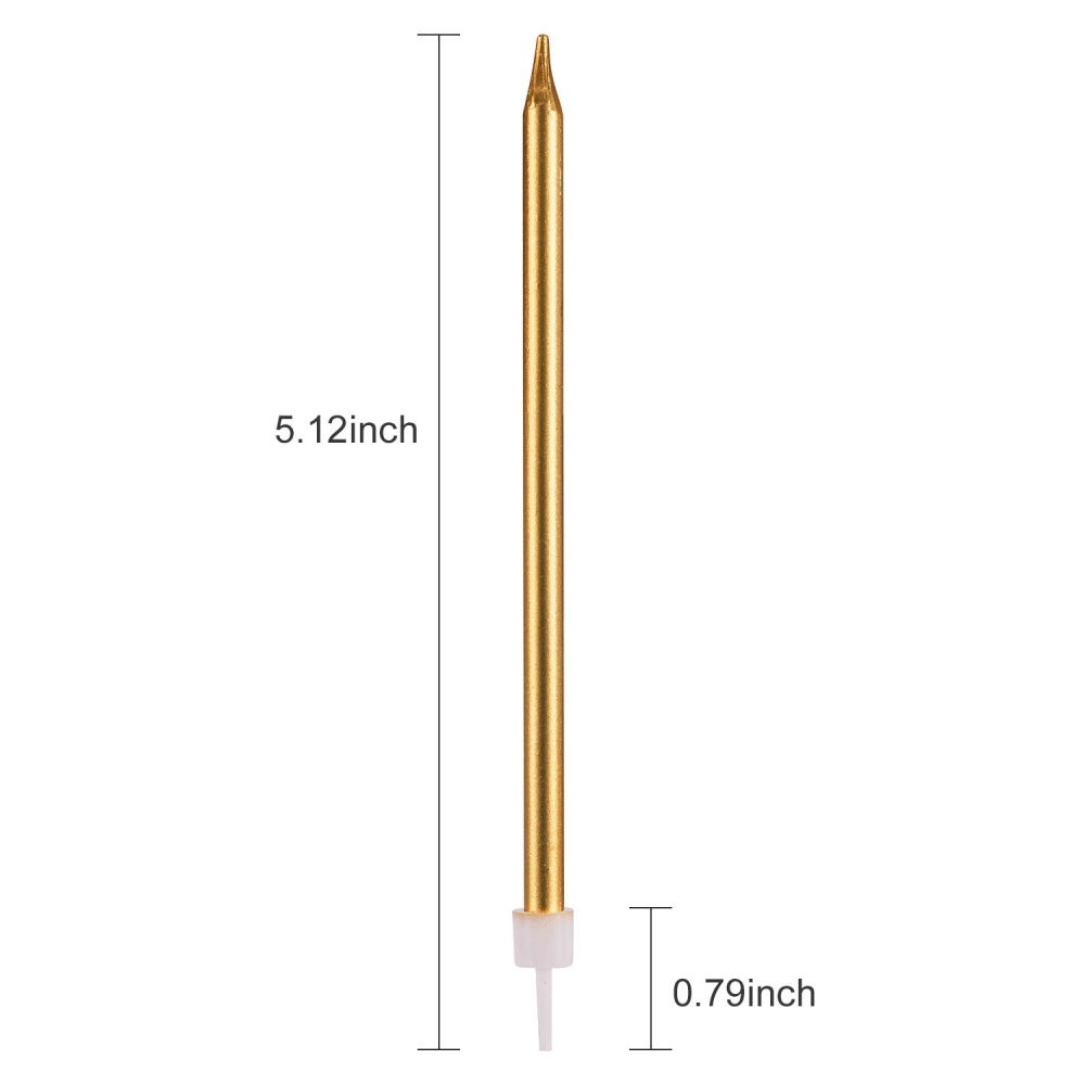 Metallic Happy Birthday Candles Tall Birthday Cake Candles Holders Long Thin Cupcake Candles Topper for Wedding Party Decoration (24pcs Metallic Gold) - Image 8