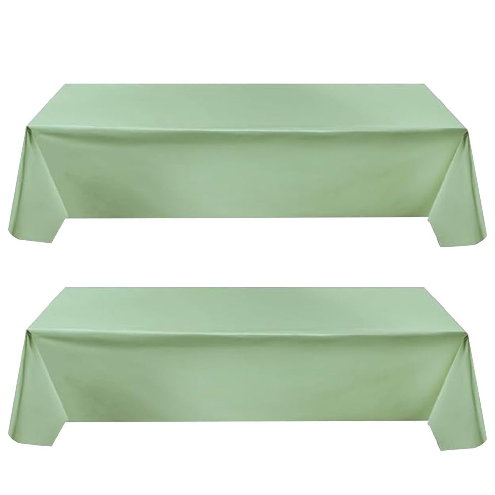 2Pcs 137x274cm Plastic Sage Green Table Cloths Party,Sage Green Party Supplies Decoration Large Plastic Table Cloth Rectangular for Picnic,Halloween,Christmas,Kid Adult Birthday Party Tablecloth