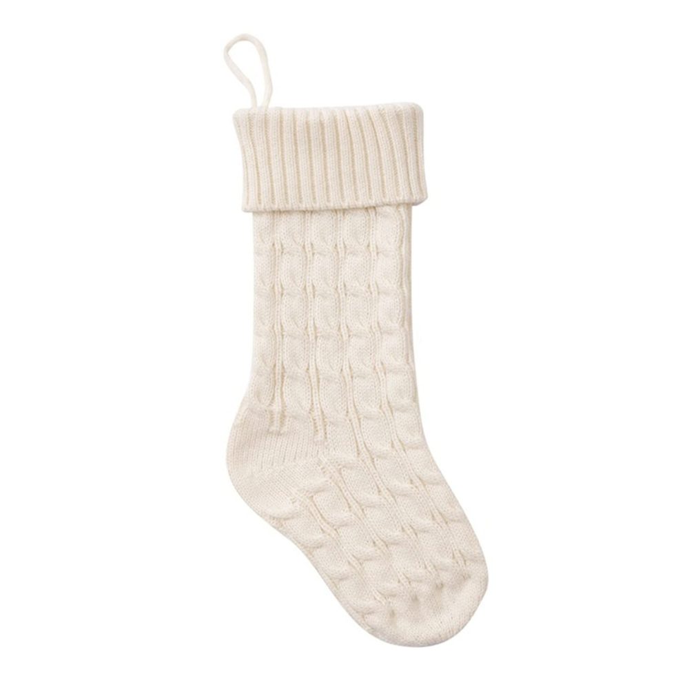 Classic 6 Pack Knit Christmas Stockings Knitted Stocking Decorations Rustic Farmhouse Stocking For Family Holiday Season Ivory White Green Large Decorative Easter Eggs (b-White, One Size)