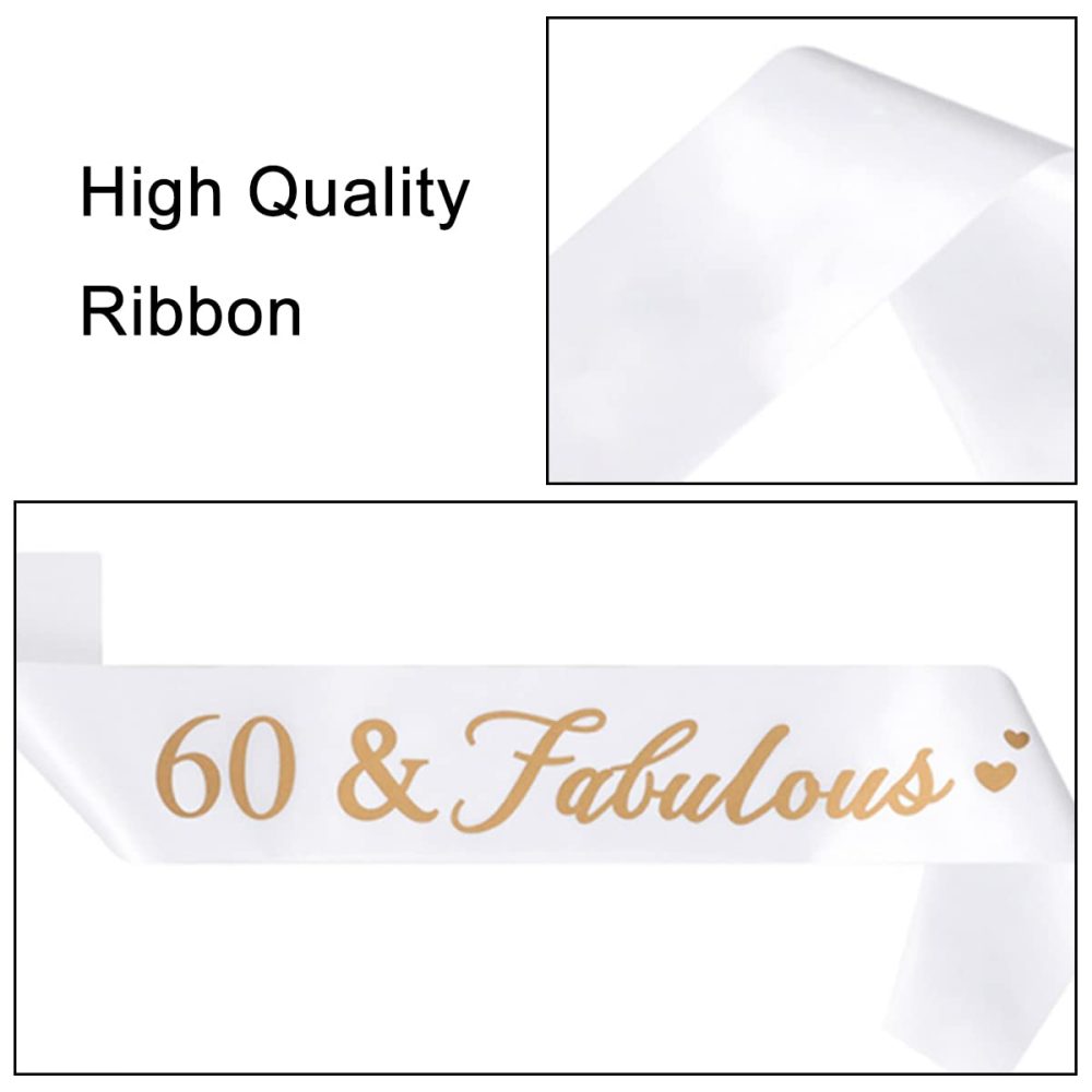 60th Birthday Decorations for Women Birthday Gifts Crown and Sash With Pin Crystal Crown Headband Sash Accessories for Birthday Party - Image 6
