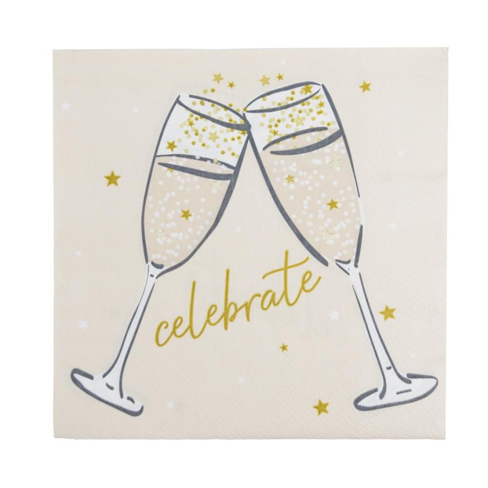 Disposable Paper Party Napkins - Celebrate with Style with Affordable Serviettes Perfect for Weddings, Engagements, Parties, and Anniversaries and Celebrations- 20-Pack 3ply