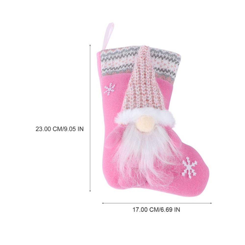 2pcs Christmas Stockings Set 3D Large Xmas Stockings Plush Faux Fur Cuff Family Hanging Socks Bag for Xmas Tree Holiday Season Party Decor (Pink) - Image 4