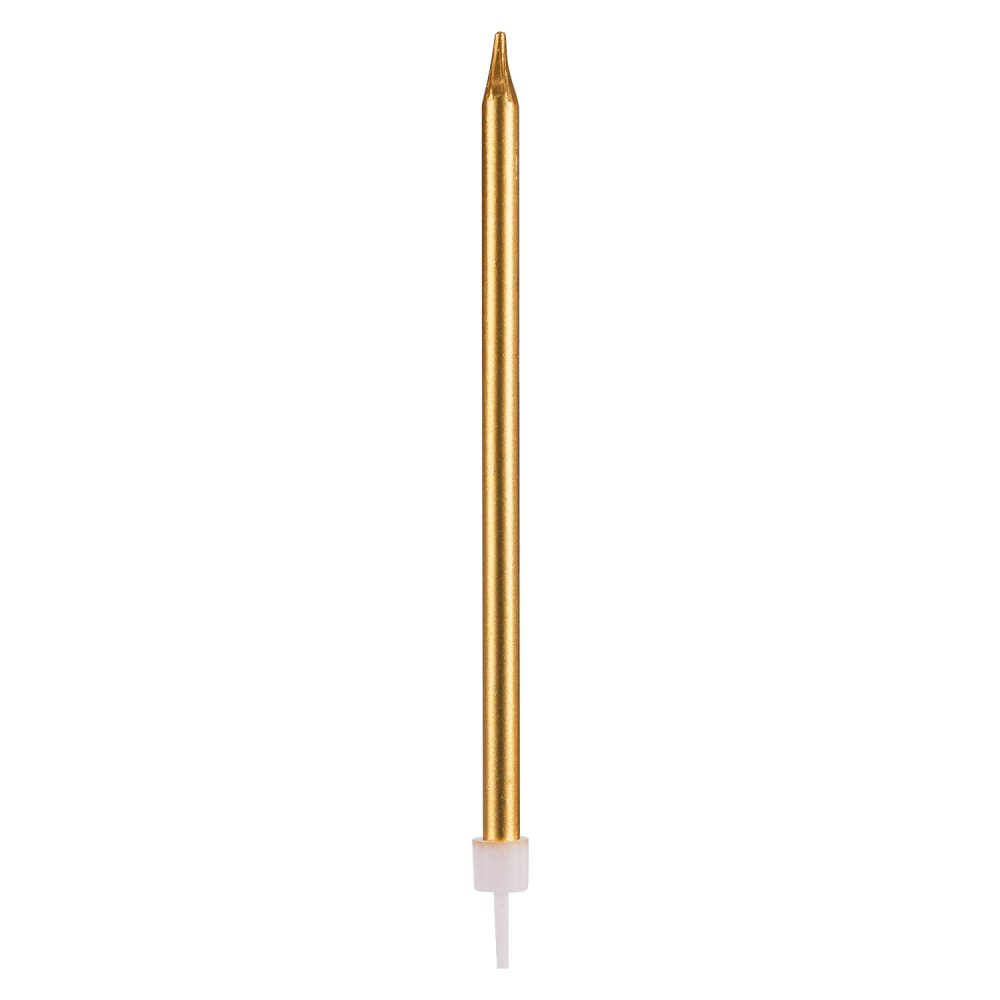 Metallic Happy Birthday Candles Tall Birthday Cake Candles Holders Long Thin Cupcake Candles Topper for Wedding Party Decoration (24pcs Metallic Gold) - Image 9