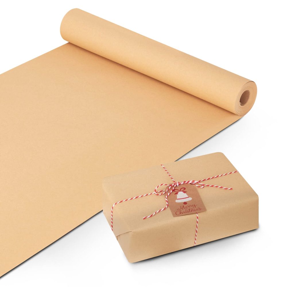 KEPLIN Heavy Duty Brown Kraft Wrapping Paper Roll 90gsm (450mm x 25m)