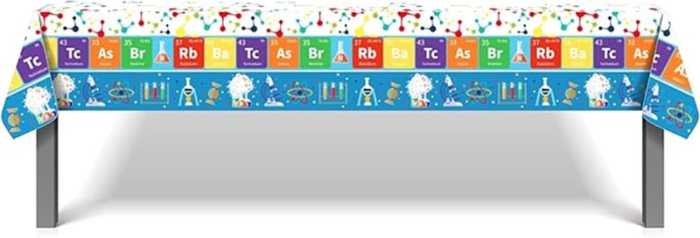 TOKYMOON 2 Pack of Disposable Science Laboratory Themed 54x87In Tablecloths Party Table Cover for Kids Baby Shower Mad Sciencist Science Birthday Party Suppliesds Birthday Baby Shower - Image 5