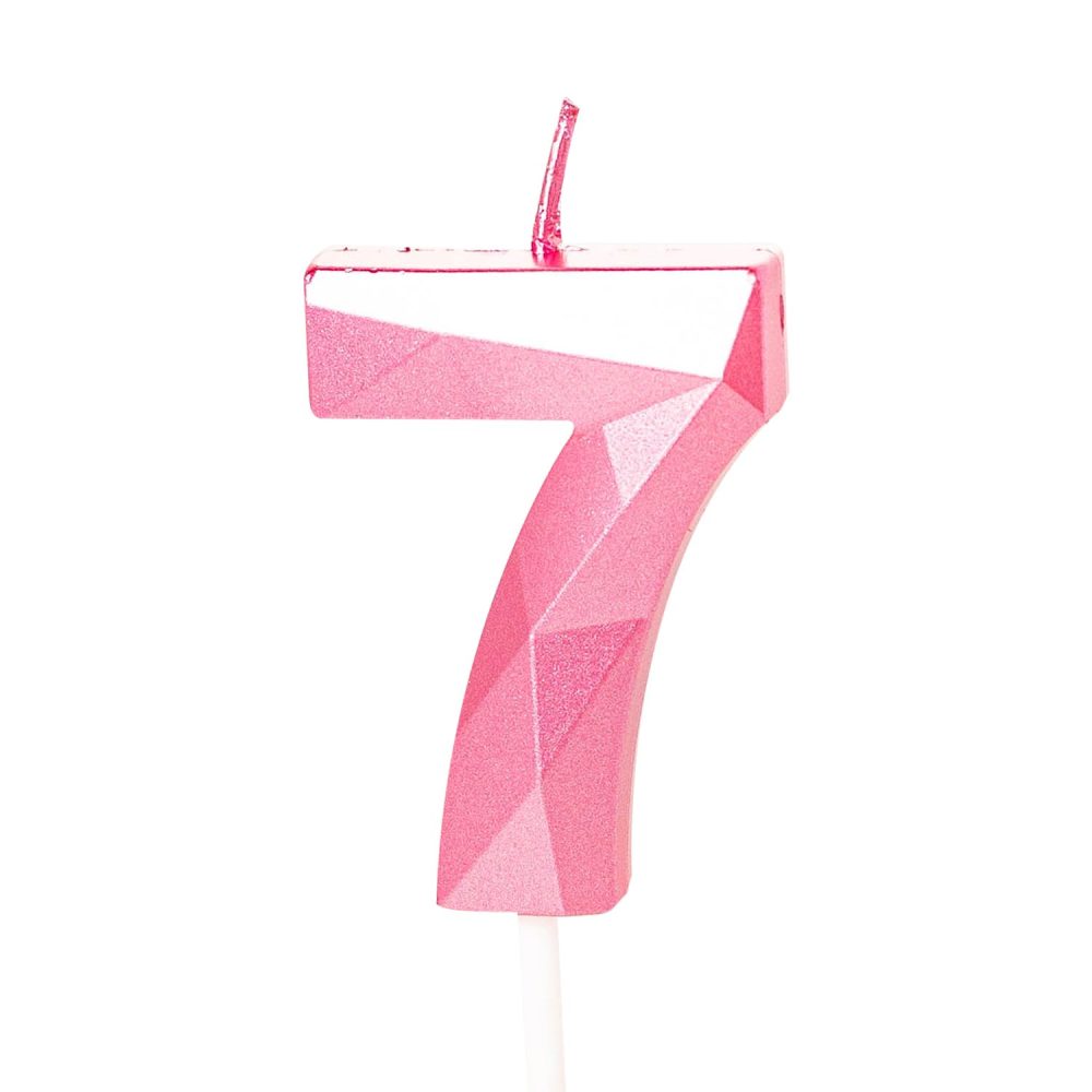 7th Birthday Candle Pink Number 7 Candle for Birthday Cake, Pink 7 Birthday Candle 7th Candle for Cake, 7th Birthday Cake Candle Cake Toppers for 7 Year Old Girls Pink
