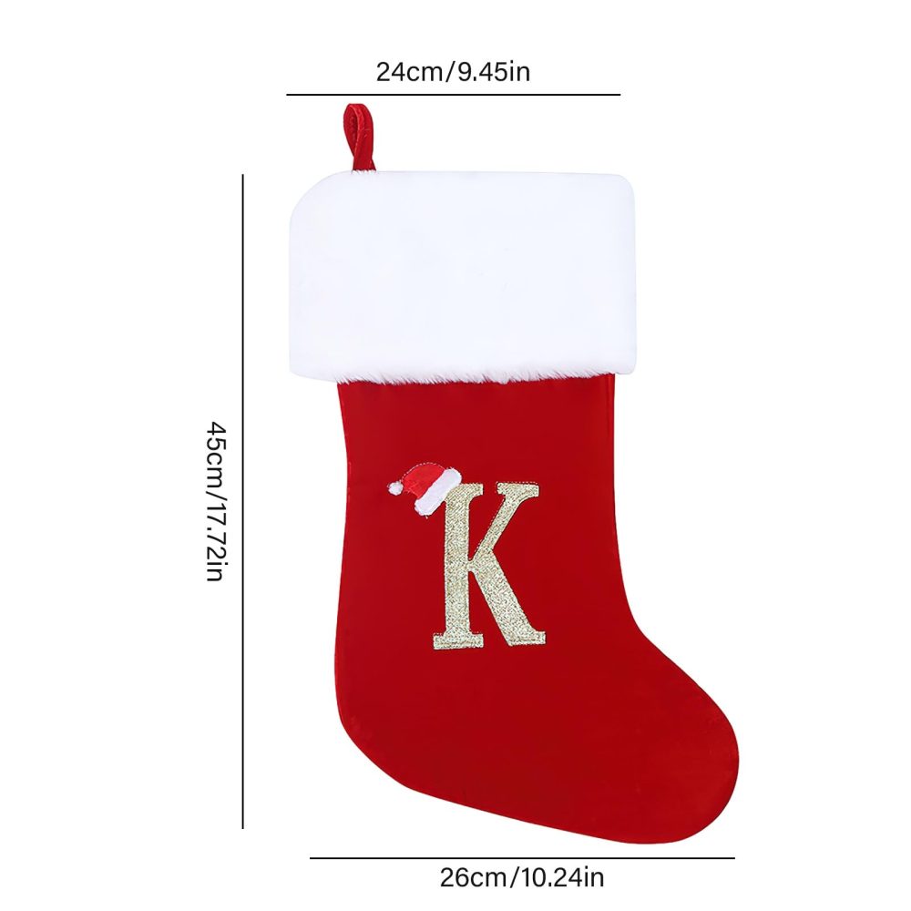 Christmas Stockings, Personalised 20 Inch Large Xmas Stockings, Monogram Christmas Stockings With Letters, Kids Christmas Stockings Sock Gift Bag For Xmas Decor Tree Decoration - Image 2