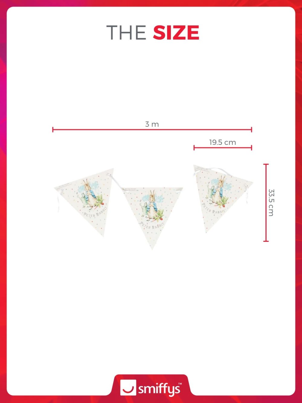 Smiffys Peter Rabbit Classic Tableware Party Bunting (3m), Classic WaterColour Design with 20 Flags, Official License Partyware for Themed Birthday Events & Celebrations, Perfect for Decorating - Image 3