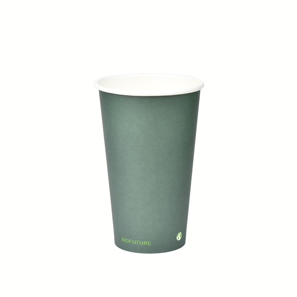 BIOFUTURE Biodegradable Party Cups, Eco-Friendly Disposable Paper Cups for Parties & Events - Biodegradable, Compostable, and Sustainable Drinkware, Certified EN 13432 (50 Pack) (Green, 16oz)