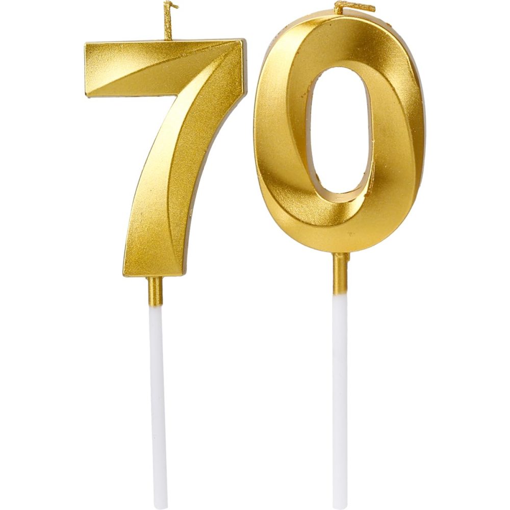 Gold Digital Birthday Cake Candles - Number 70 Candles for 70th Birthday Happy Birthday Smokeless Environmental Protection Birthday Candle for Birthday Cake