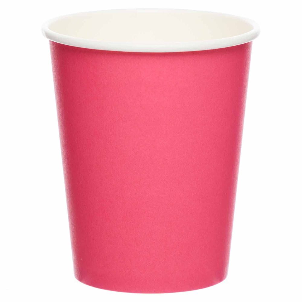 Amscan 9915403-202-66 - Bright Pink Eco-Friendly Recyclable Paper Party Cups - 8 Pack