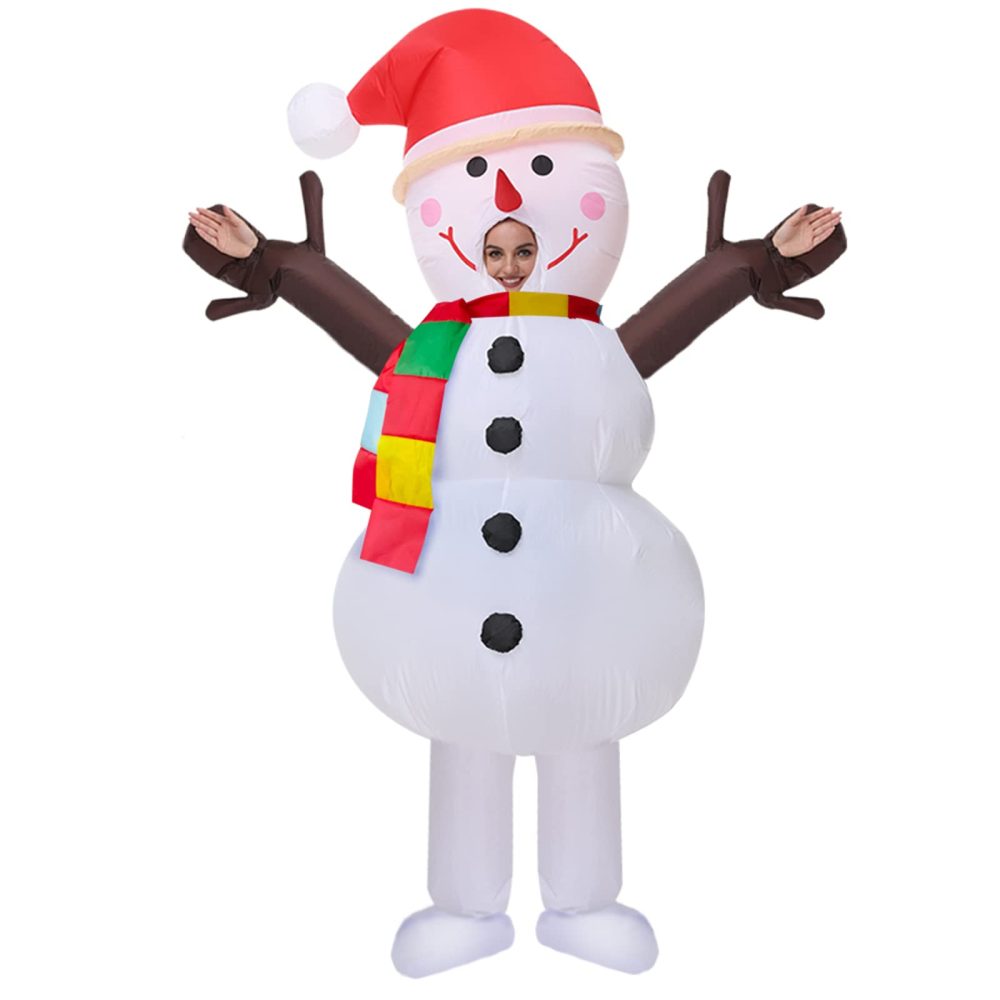 Arokibui Inflatable Snowman Costume Blow up Costume for Cosplay Party Christmas Halloween Costume Christmas Costume Christmas Decoration