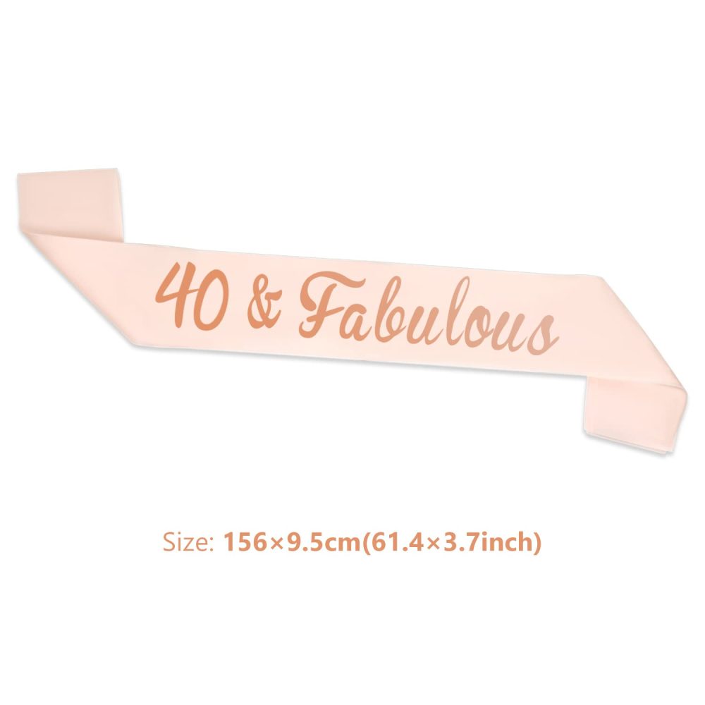 ALLY-MAGIC 40th Birthday Sash, Rose Gold 40 & Fabulous Sash for Women Happy 40th Birthday Gift Party Decorations Supplies Accessories Y3FABJD (40 FABULOUS) - Image 3