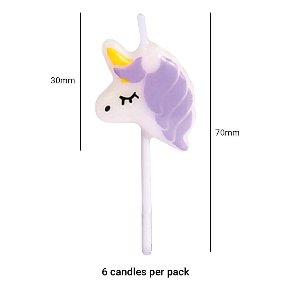 Baked with Love Unicorn Candles, Pink and Purple Unicorns for Cakes and Cupcakes, Pack of 6 - Image 5