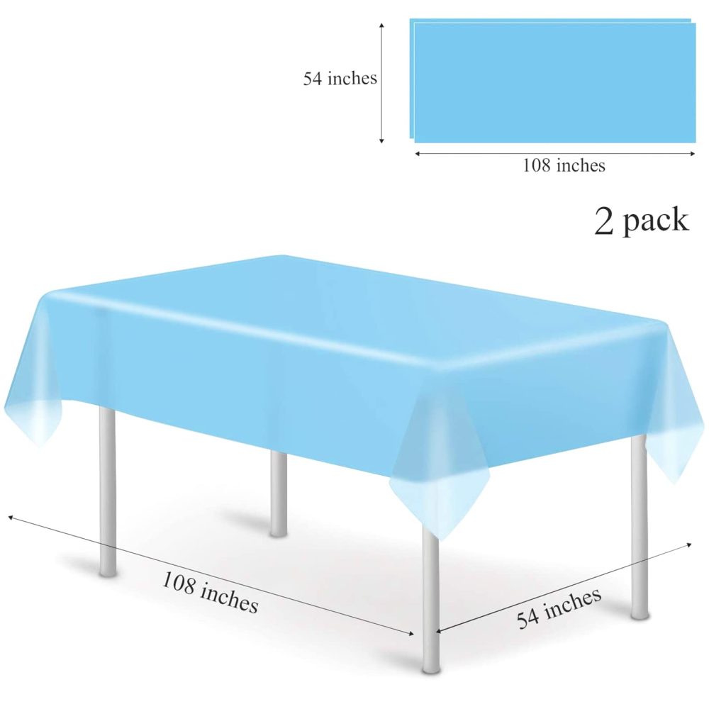 2Pcs 137 * 274cm Pastel Blue Table Cloth Table Covers,Easter Party Rectangular Dining Table Cover Baby Blue Table cover Plastic Tablecloths for Baby Shower,Easter,Birthday Party Decoration - Image 7