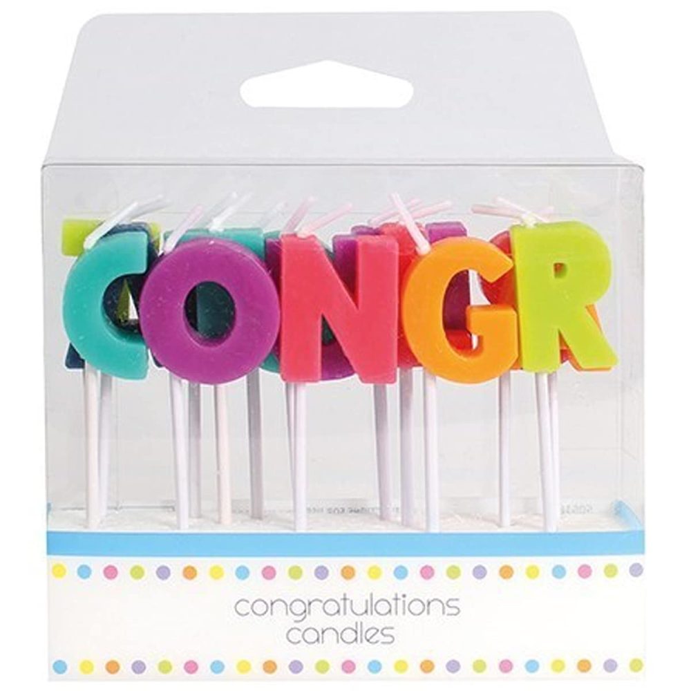 Culpitt Congratulations Cake Candles, Congratulations Cake Decorations - Pack of 15 Cake Candles,Assorted,Congratulation