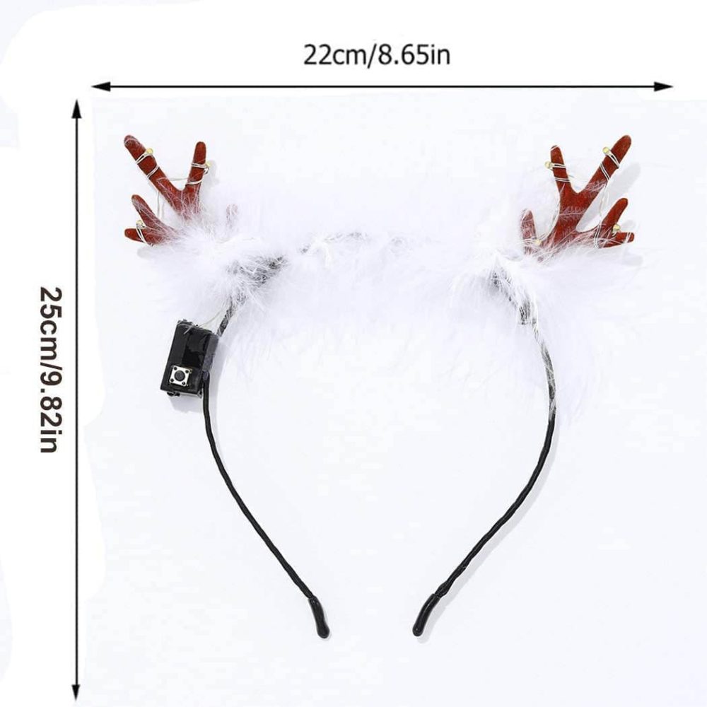 Clataly LED Light up Headband Glowing Reindeer Antlers Hair Accessories Luminous Tiara Christmas Party Hair Hoop Feather Headwear for Women Girls (Warm light C) - Image 5