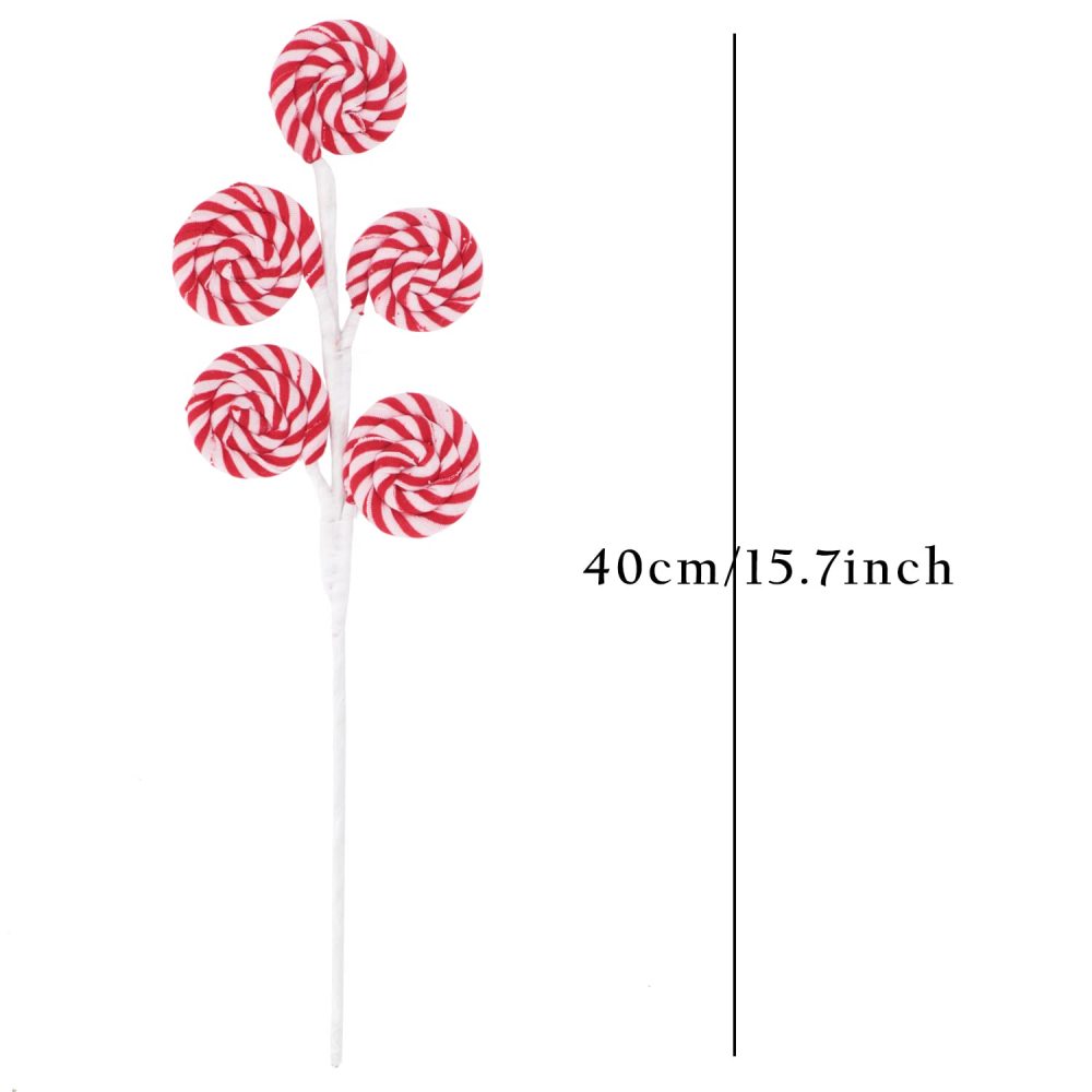 3 Pcs Christmas Candy Picks Lollipop Sprays 15.7" Red White Candy Lollipop Ornament Stems for Christmas Trees Branches Wreaths Garlands Centerpeices Floral Arrangements Gift Wrap Home Decorations (3) - Image 4
