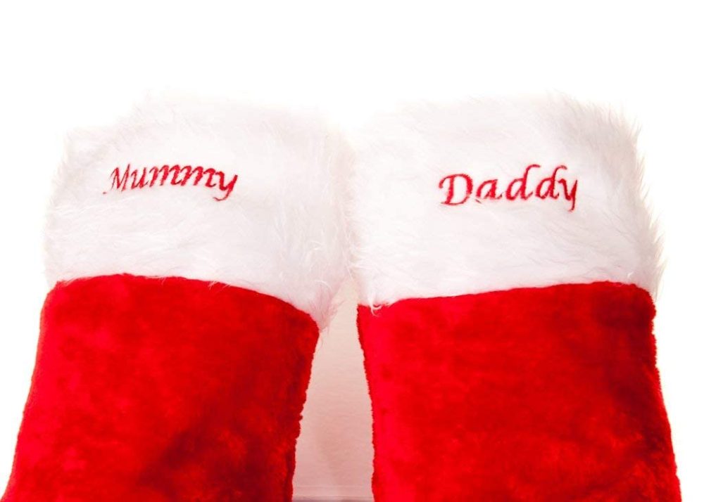 Hoolaroo Personalised Embroidered Red White Plush Plain Christmas Stocking with name Super Jumbo Large 57x30cm Family Xmas Traditional - Image 6