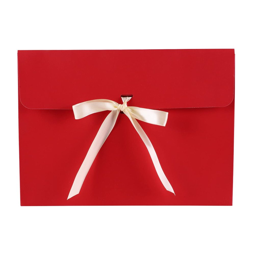10Pcs Large Envelope Gift Box Present Bag, Cardboard Gift Box 29 * 20 * 9 cm with Lid & Satin Decorative Ribbon, Textured Christmas Birthday Present Boxes for Dress, Shirt, Scarf, Book, Accessories - Image 4