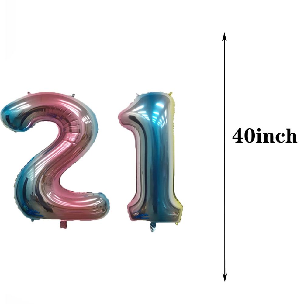 21th Birthday Balloon 21th Birthday Decorations Rainbow 21 Balloons Happy 21th Birthday Party Supplies Number 21 Foil Mylar Balloons Latex Balloon Gifts for Girls,Boys,Women,Men - Image 5