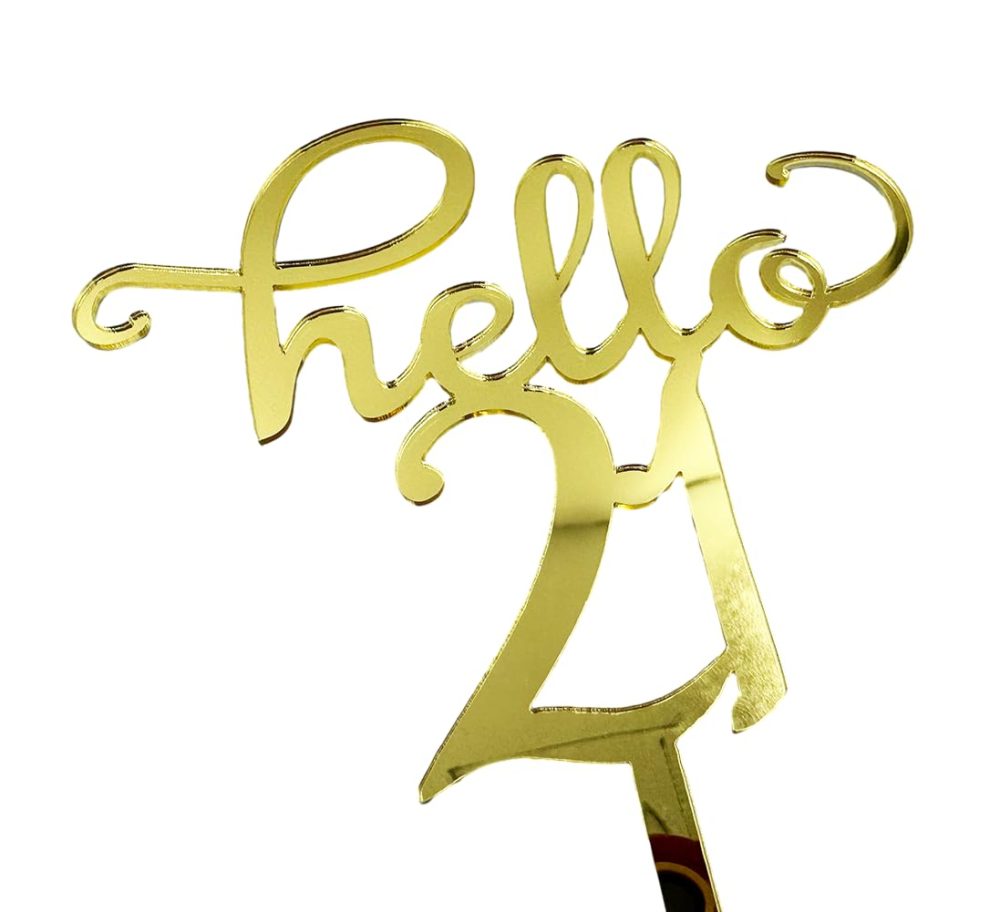 Hello 21 Birthday Cake Toppers-Gold Acrylic, Twenty-one Cake Topper, 21 cake topper, 21th birthday decorations, 21th Birthday Cake Topper, 21 Decorations for Cake, 21 Birthday Decorations - Image 5