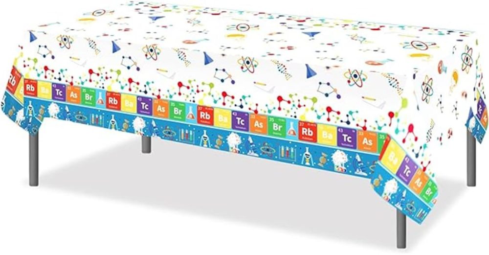 TOKYMOON 2 Pack of Disposable Science Laboratory Themed 54x87In Tablecloths Party Table Cover for Kids Baby Shower Mad Sciencist Science Birthday Party Suppliesds Birthday Baby Shower - Image 4