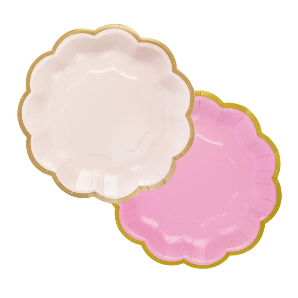 Talking Tables Pack of 12-Size 18cm Pretty Pink Paper Plates with Gold Foil Trim Ideal for Birthday or Afternoon Tea Party, PKPLATES, Pinkplates - Image 7