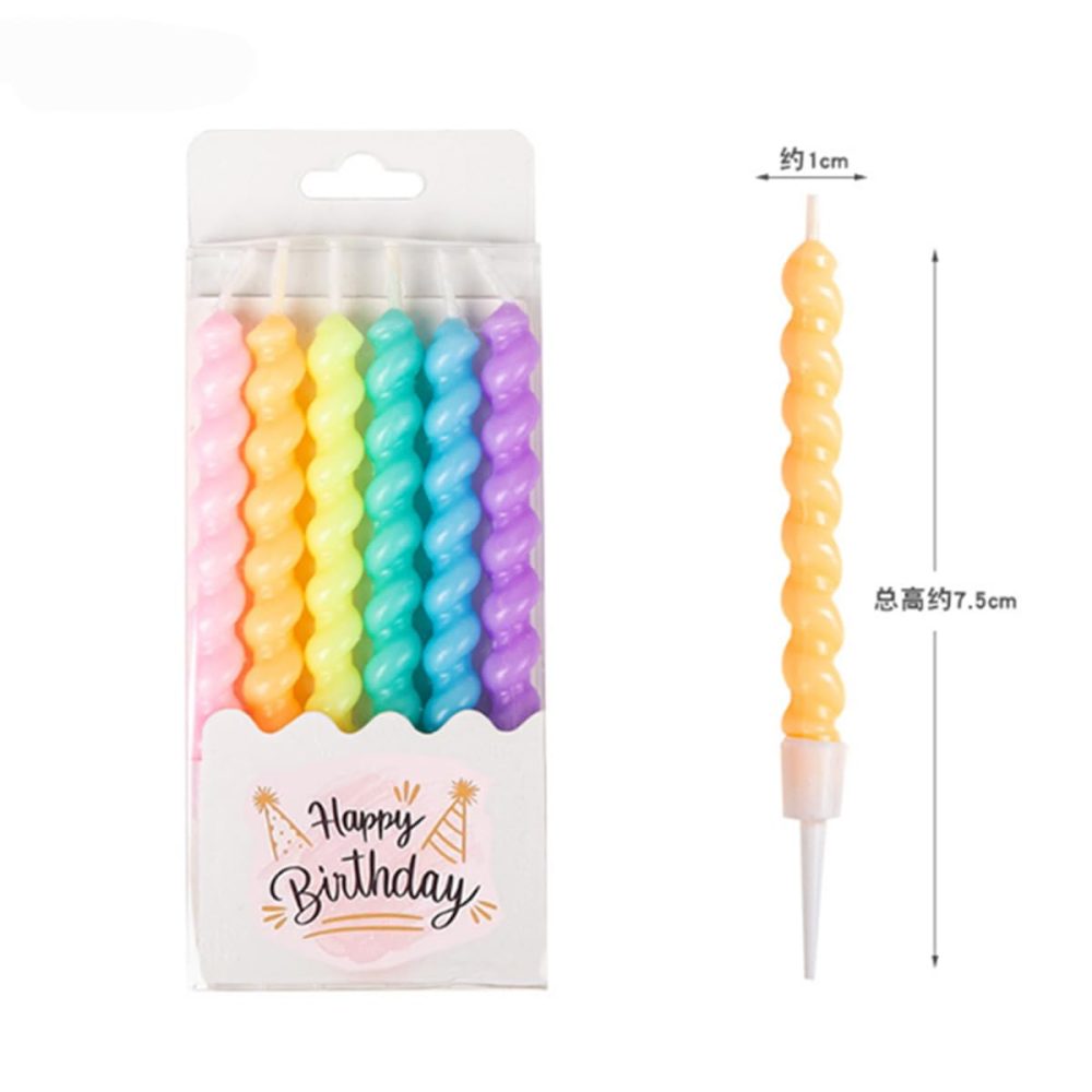 12 Pcs Birthday Candles for Cake, 1 x 7.5cm Rainbow Coloured Birthday Candles Twisted Candles for Cakes, Rainbow Spiral Cake Candles with Holders, Party Candles for Birthdays & Wedding Party - Image 8