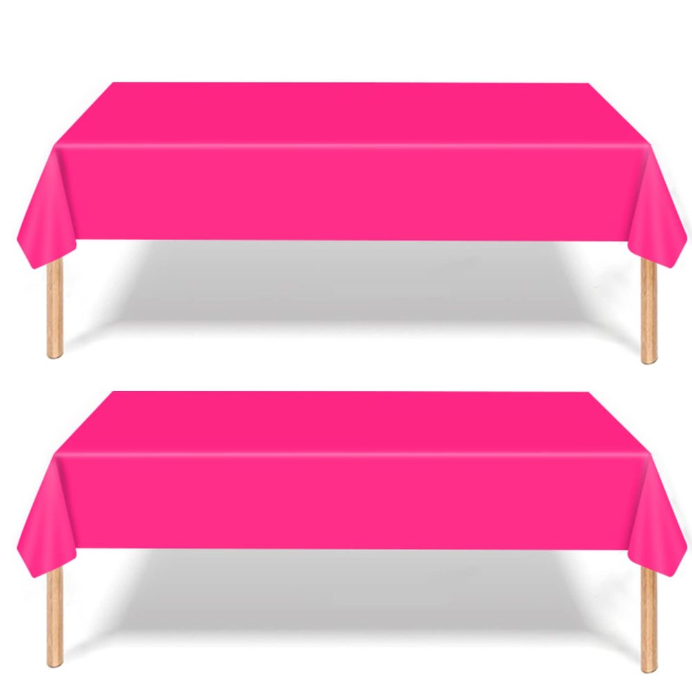 2Pcs 137*274cm Hot Pink Party Tablecloth Decorations for Girls Birthday,Disposable Party Table Cloth Party Table Covers Dining Tablecover for Indoor or Outdoor Girls Women Birthday Picnic Party Favor