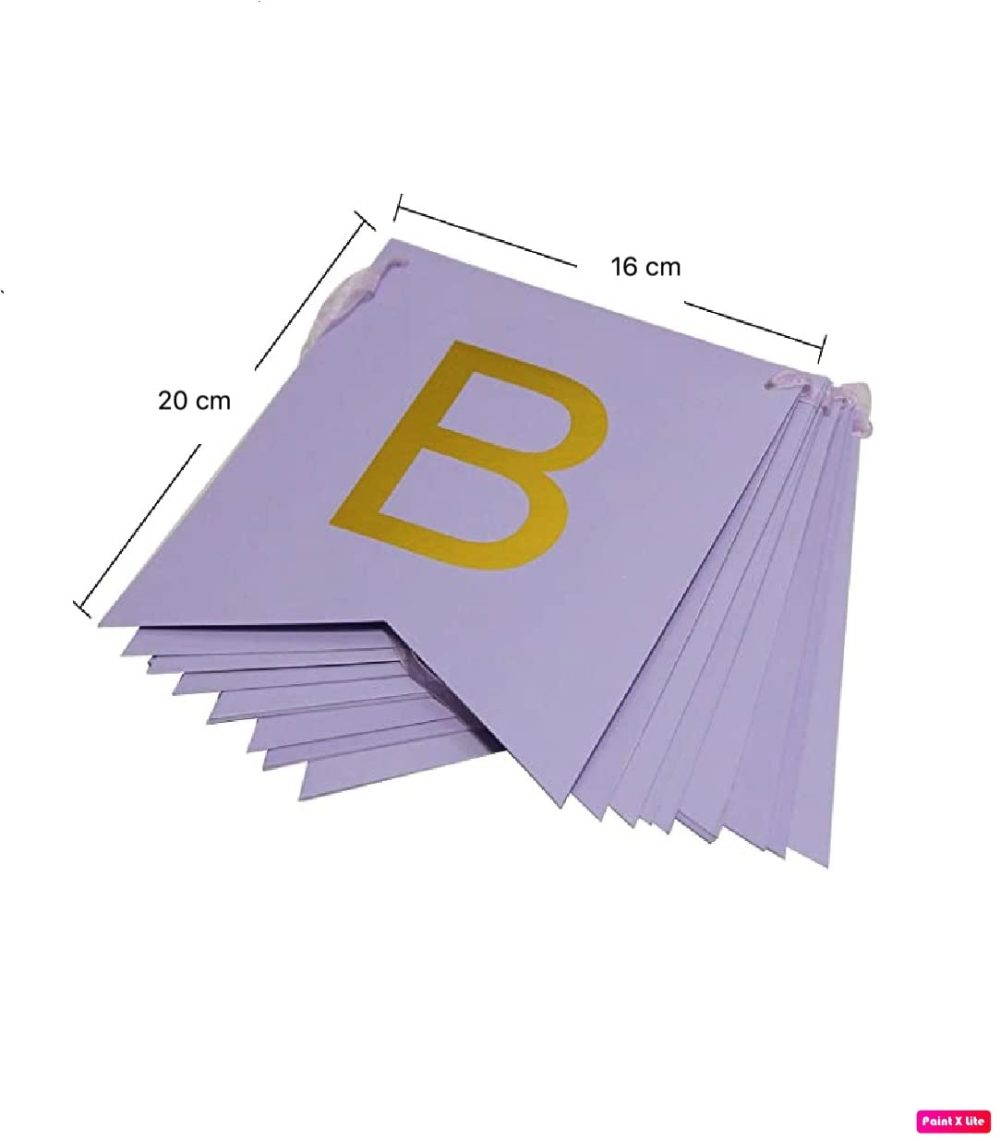 Happy Birthday Banner Purple Lilac Pastel Bunting Girls Women with Shimmering Gold Foil Letters Party Decorations - Image 5