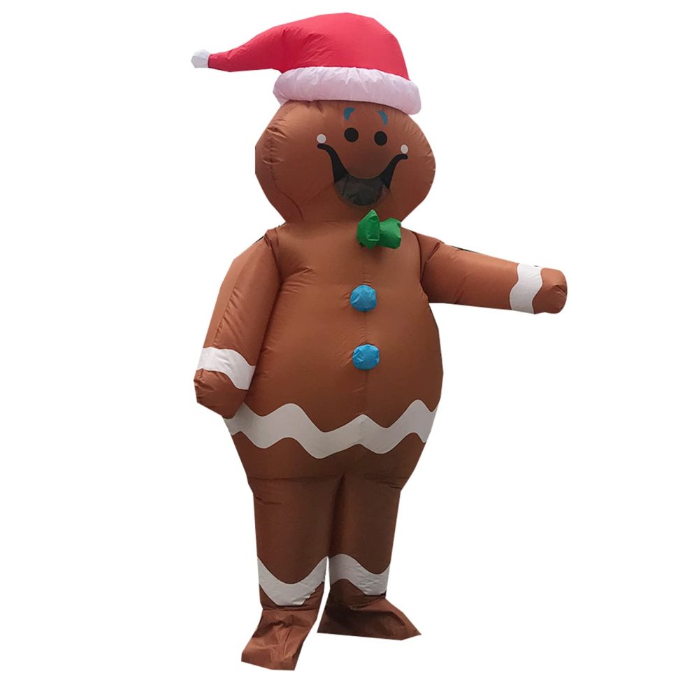 Arokibui Inflatable Gingerbread Man Costume Blow up Gingerbread Costume Cosplay Party Halloween Costume Christmas Costume Christmas Decoration - Image 5