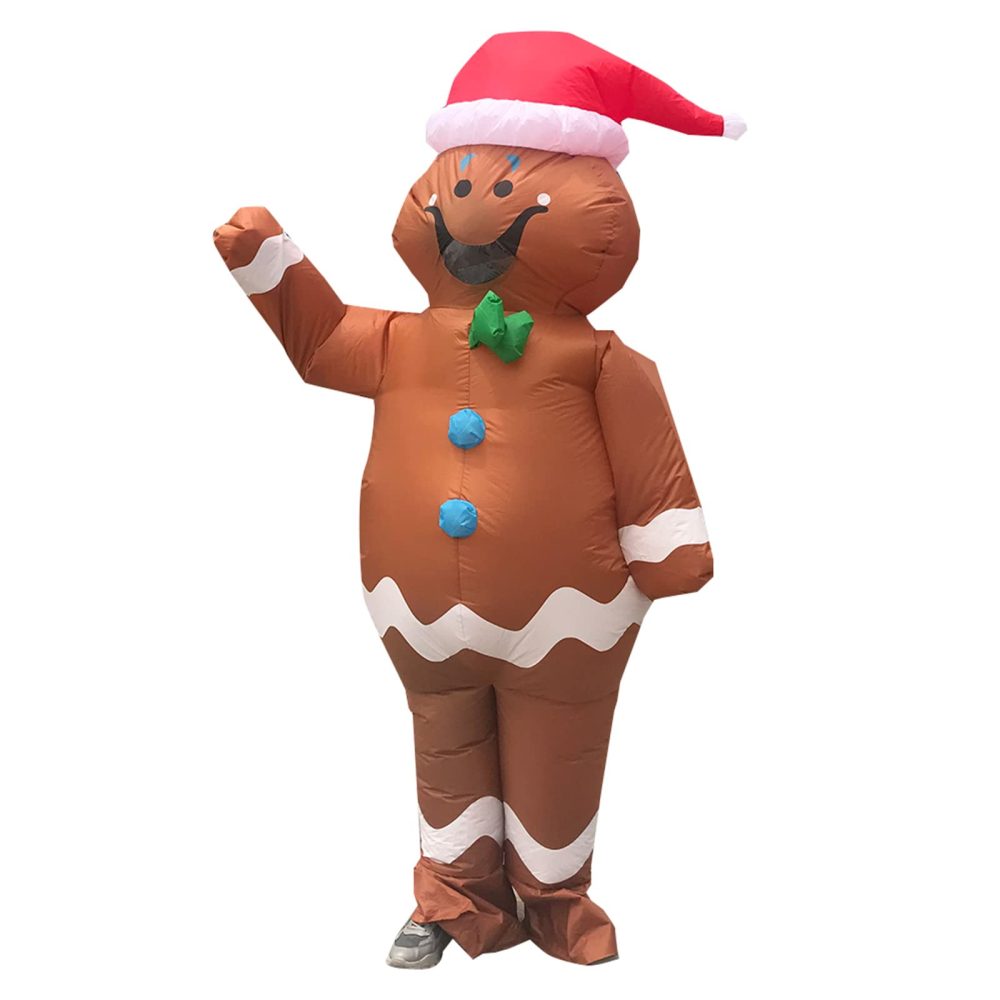 Arokibui Inflatable Gingerbread Man Costume Blow up Gingerbread Costume Cosplay Party Halloween Costume Christmas Costume Christmas Decoration
