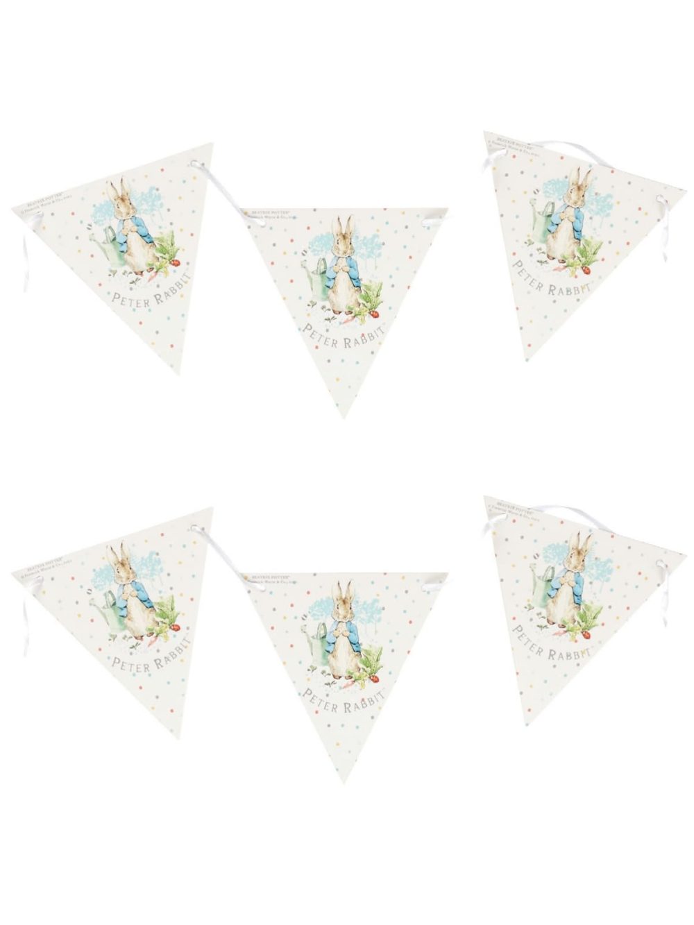Smiffys Peter Rabbit Classic Tableware Party Bunting (3m), Classic WaterColour Design with 20 Flags, Official License Partyware for Themed Birthday Events & Celebrations, Perfect for Decorating