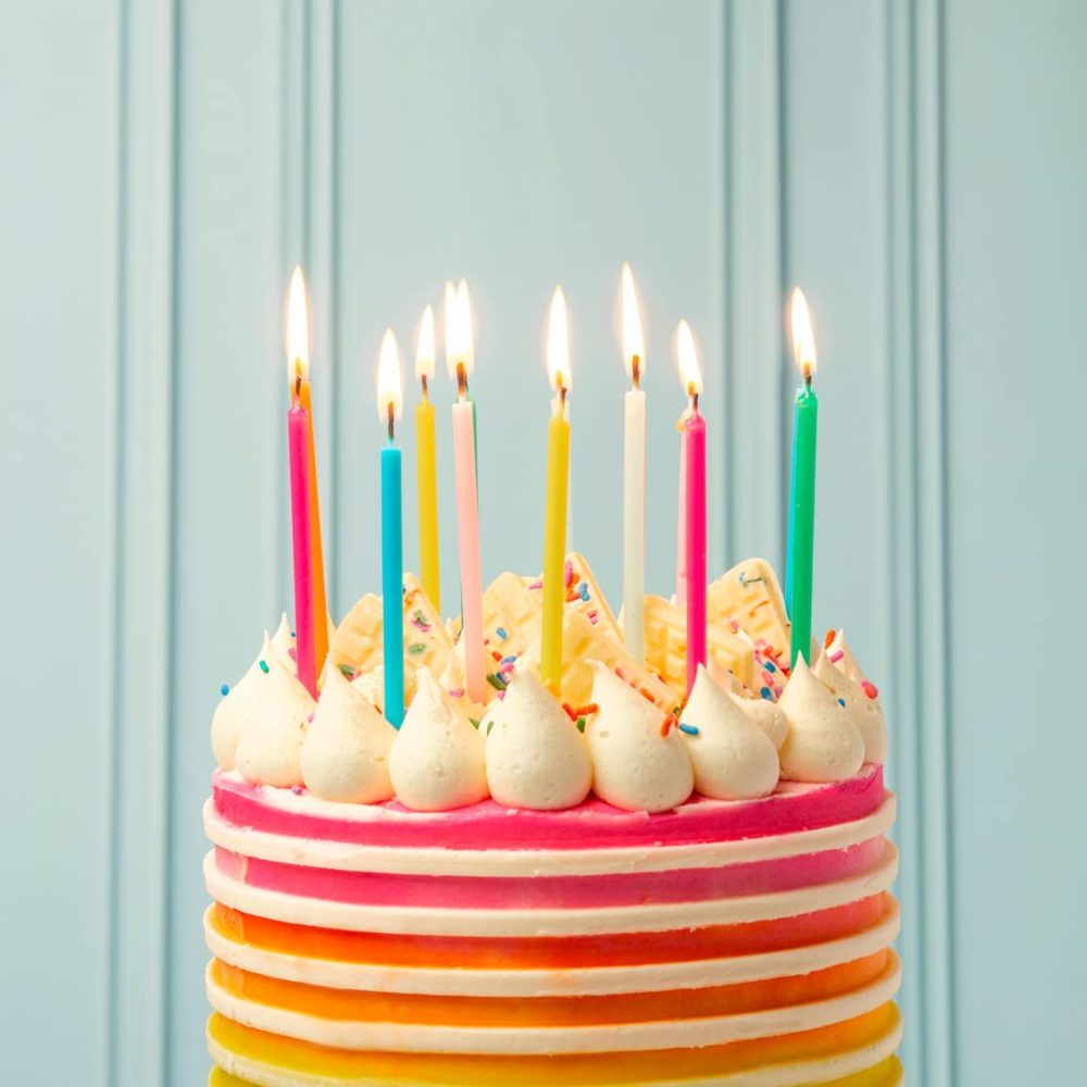 Talking Tables Pack of 16 Birthday Fun Cake Topper Decoration for Adults or Kids 10cm, Rainbow Brights Candles - Image 2