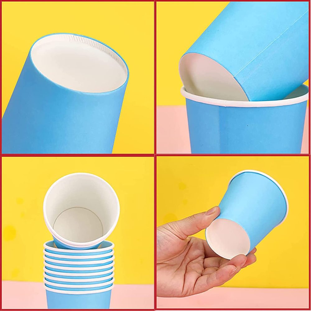 PALUDO 60 Pack Disposable Paper Cups, 250ml Multi Coloured Party Cups, Disposable Drinking Cups, Biodegradable and Compostable Cups for DIY Holiday Wedding Birthday Party Supplies - Image 6
