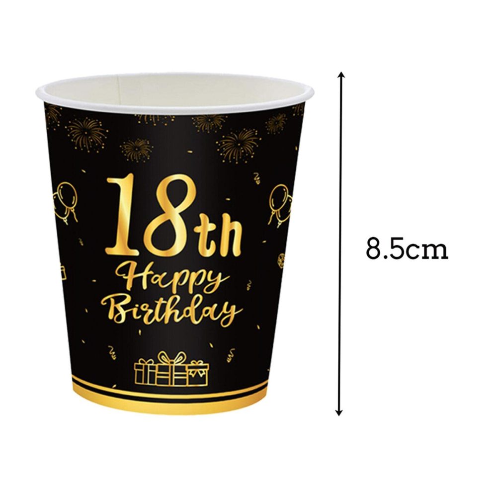 Happy 18th Birthday Paper Cups Black and Gold,16Pc Disposable 18th Tableware Party Cups,18th Birthday Party Decorations Paper Cup for Girls,Boys,Kids,Him,Her 18th Birthday Party Supplies Table Decor - Image 6