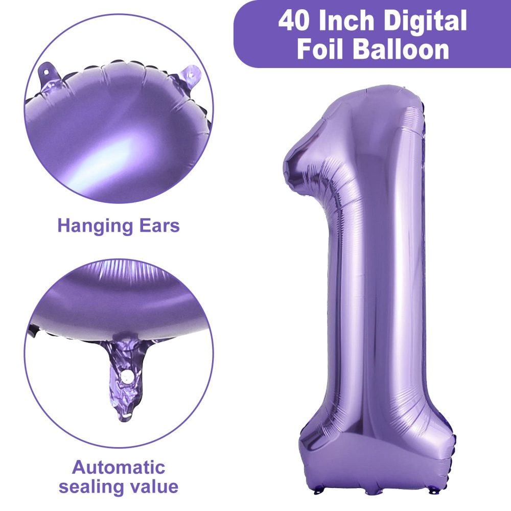 Number 21 Balloons Purple, 40 Inch Purple Helium Foil Number 21 Balloons, Large Number Balloon Age Balloon Self Inflating for Boys Girls 21th Birthday Wedding Anniversary Party Decorations(Digital 21) - Image 6