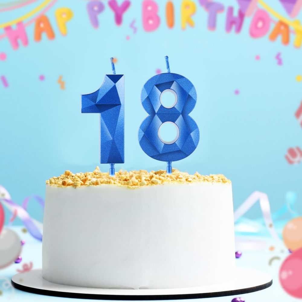 Sapphire Blue 16th Birthday Candles for Cake, Number 16 Candle for 16th Birthday Decorations, 3D Design Cake Topper Decor for Boy Girl Men Birthday Theme Party Weddings Anniversary Celebration - Image 2