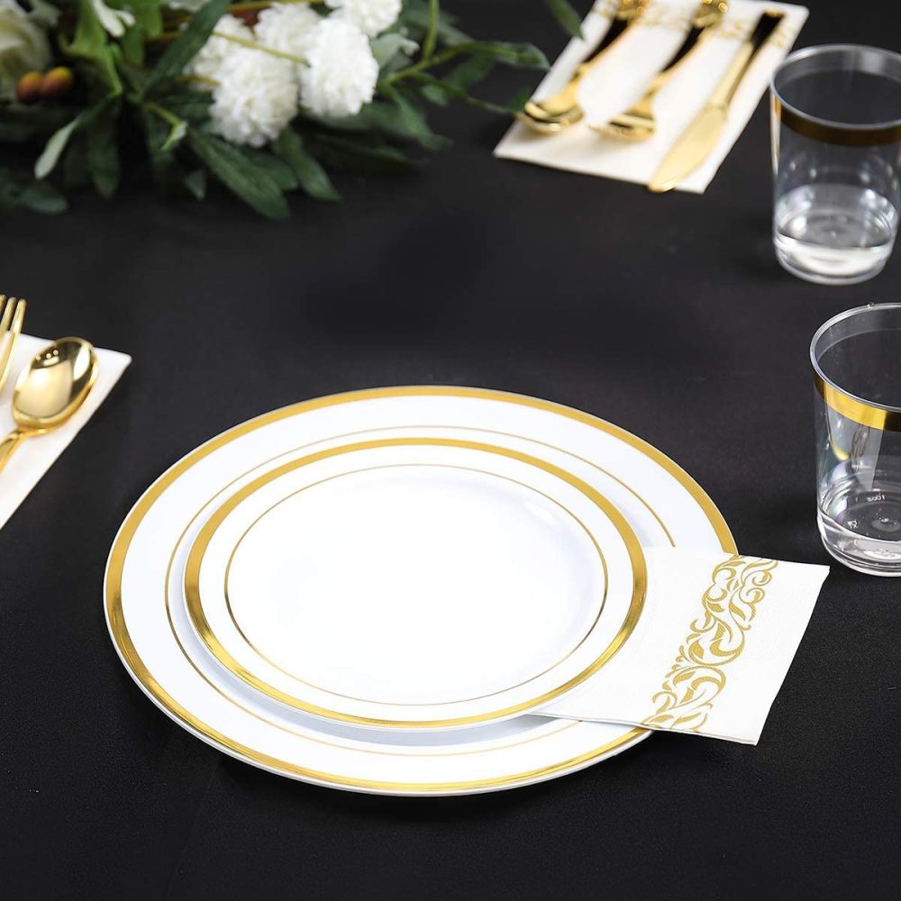 YIDUHAO Gold Napkins,Disposble Cloth Like Napkins, Dinner Napkins,Disposble Hand Towels, Linen-Feel Paper Napkins,12x17inch,Pack of 50 - Image 4