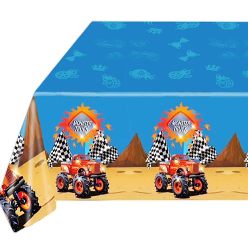 130*220cm Monster Truck TableCloth Party for Boys Birthday Parties,Rectangular Monster Truck Table Cover Plastic Tablecloths for Boys Kids Birthday Monster Truck Theme Party Supplies Decorations