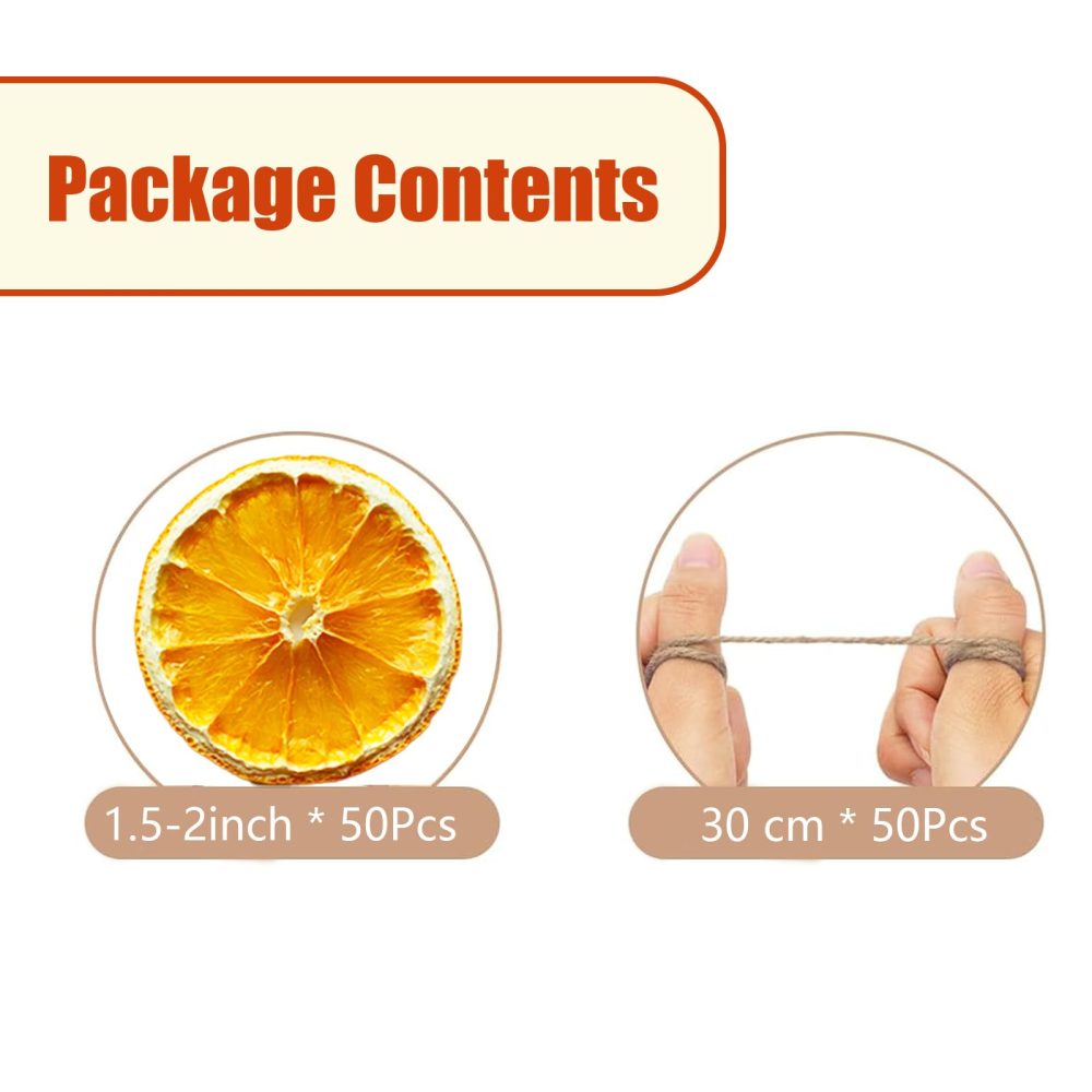 50 Pcs Dried Orange Slices, with 50Pcs Hemp Rope, Christmas Wreath Making Supplies for X-mas Tree Decoration, DIY Crafts, Present Wrapping - Image 7