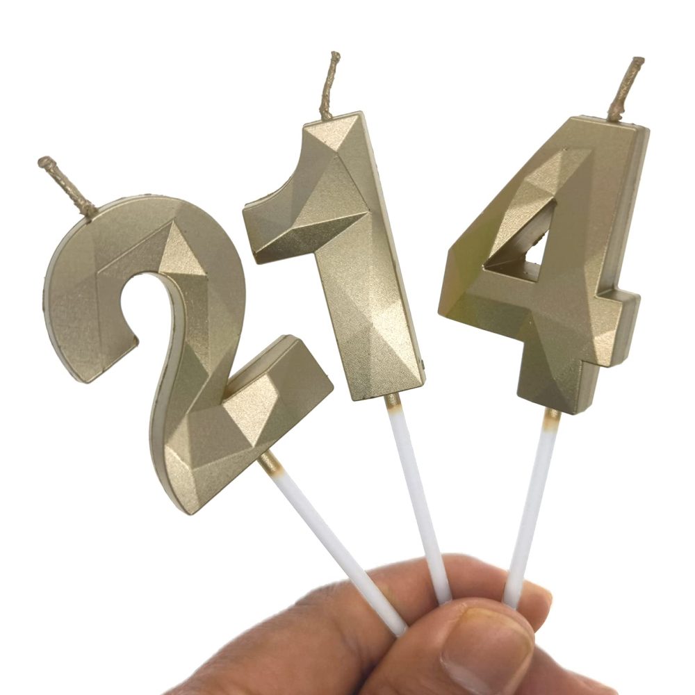 Birthday Number Candle, 1st or 2nd or 12th or 21th Birthday Candles for Cake Birthday Decorations Happy Birthday Cake Topper Cake Candles, for Anniversary Wedding Party Celebration Supplies (Gold) - Image 4